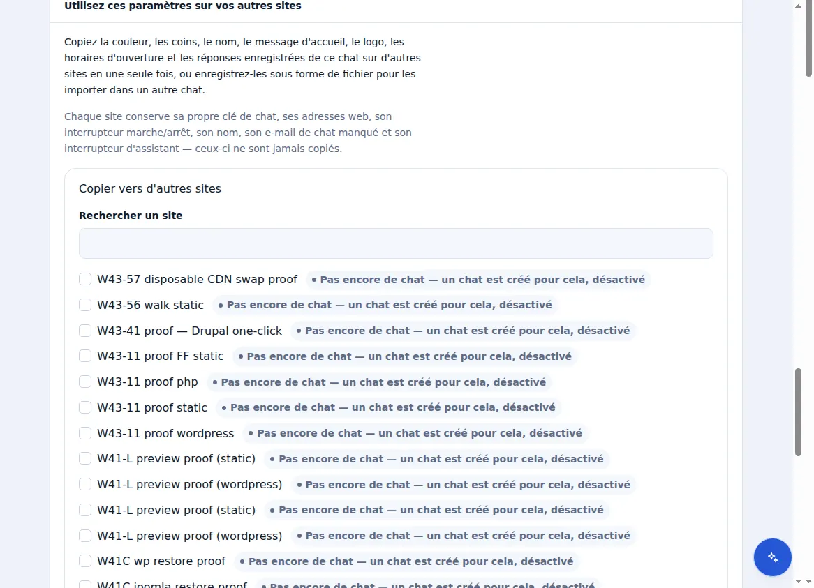 Utilisation des paramètres d’un chat sur d’autres sites : ce qui est copié et ce qui ne l’est jamais