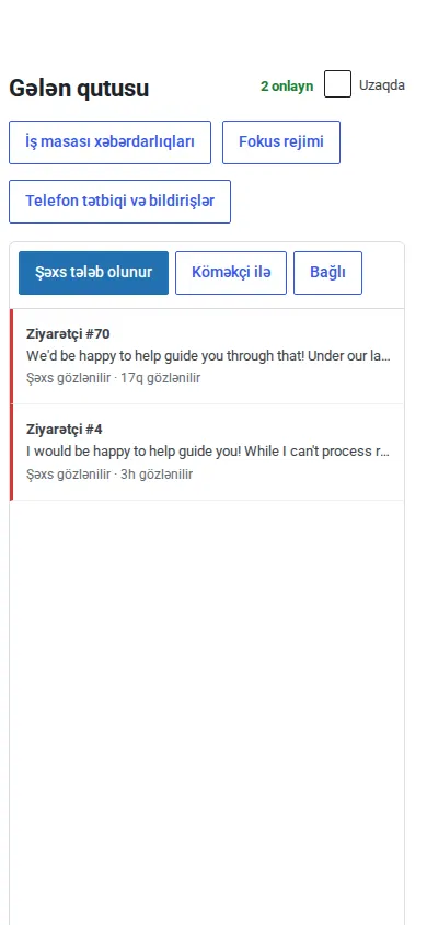 Telefonda tətbiq kimi quraşdırılmış gələnlər qutusu