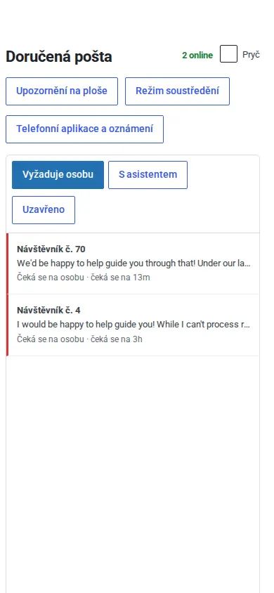Doručená pošta nainstalovaná jako aplikace v telefonu