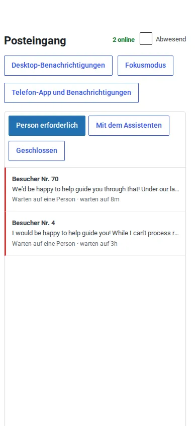 Der Posteingang als App auf einem Telefon installiert