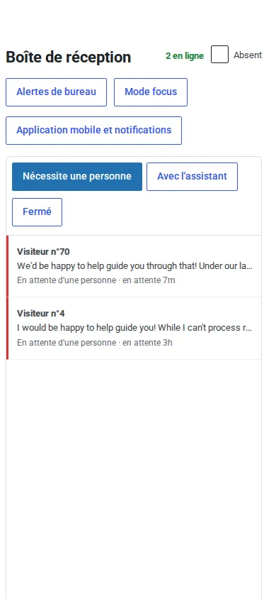 La boîte de réception installée sous forme d’application sur un téléphone
