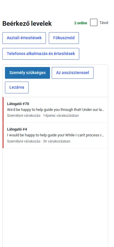 A telefonra alkalmazásként telepített beérkező levelek mappája