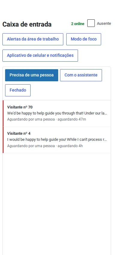 A caixa de entrada instalada como um aplicativo no telefone