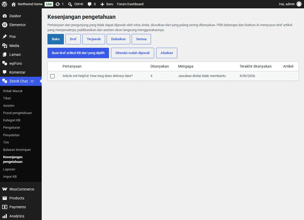 Laporan kesenjangan pengetahuan